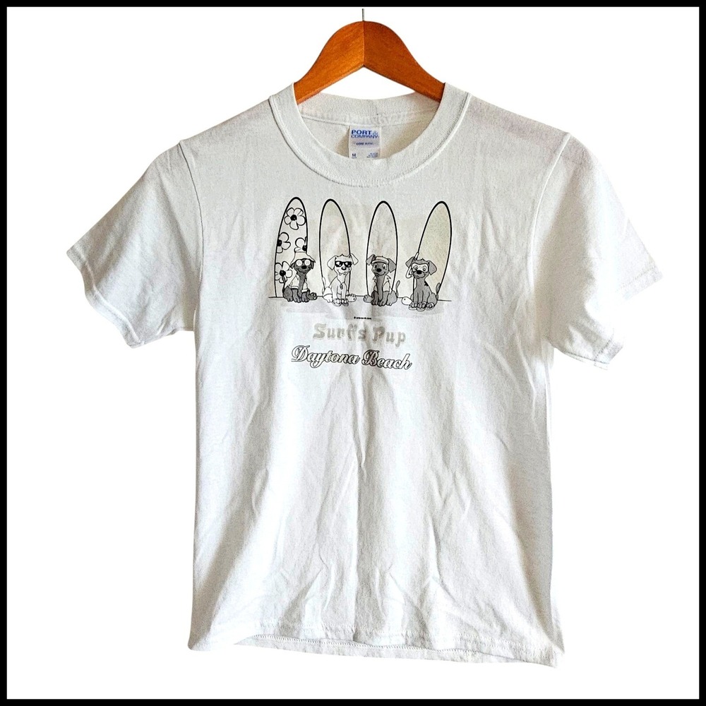 Port & Company Surf's Pup Daytona Beach Graphic Tee Kids Size M